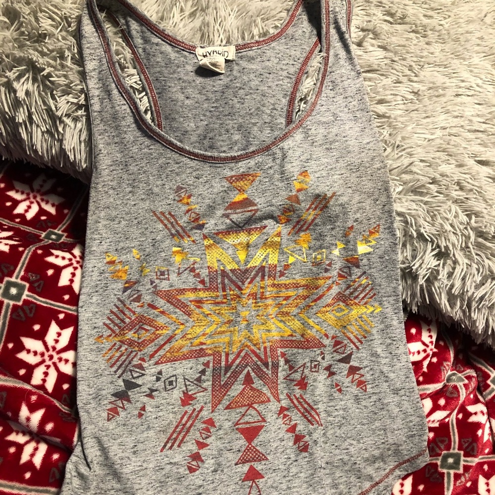 Gray print tank top